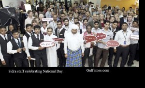 Sidra staff celebrating National Day.